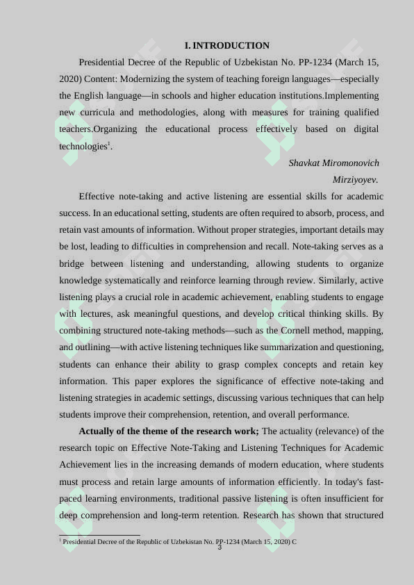 EFFECTIVE NOTE- TAKING AND LISTENING TECHNIQUES FOR ACADEMIC ACHIEVEMENT 3