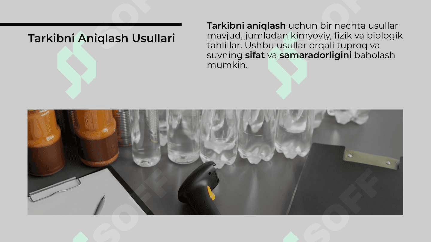 Tuproq va suvning tarkibini aniqlash va uni tozalash usullari 4