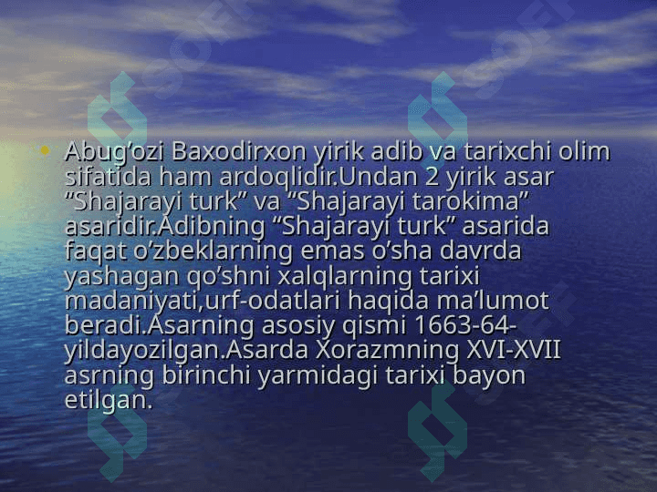 Abulg’ozi Bahodirxonning “Shajarayi turk” asaridagi etnonimlar 4