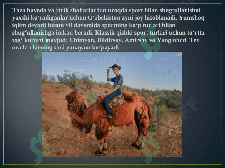 EKSTRIMAL TURIZM VA TURIZMDAGI AHAMIYATI:O`ZBEKISTON MISOLIDA 2
