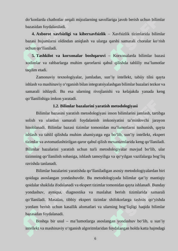 Bilimlar bazalarini yaratish va ularning samaradorligini oshirish usullari 6
