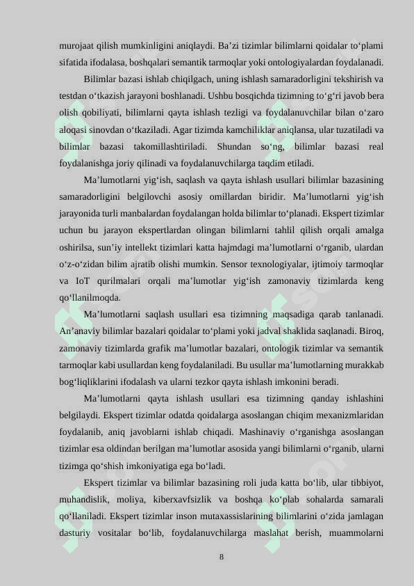 Bilimlar bazalarini yaratish va ularning samaradorligini oshirish usullari 8