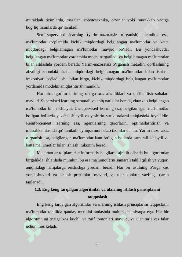 Ma’lumotlar to‘plamidan informativ belgilarni ajratib olish algoritmlarining taqqosiy tahlili 8