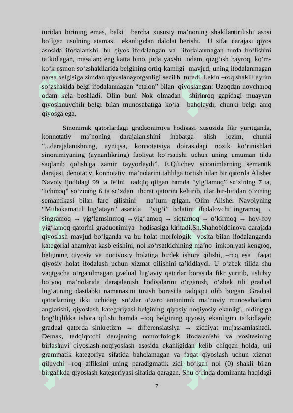 O’zbek tilshunosligida graduonimiya hodisasining ilmiy tadqiqi 7