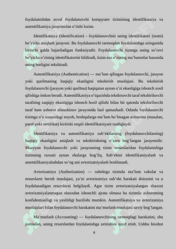 IDENTIFIKATSIYA VA AUTENTIFIKATSIYA USULLARI 8