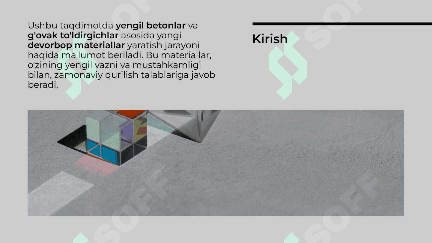 G'ovak to'ldirgichlar asosida yengil betonlardan devorbop materiallar 2