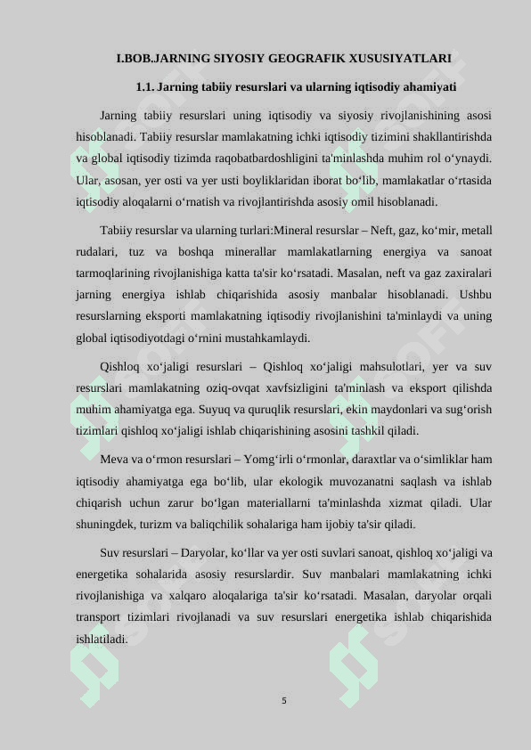 JARNING SIYOSIY, IQTISODIY, IJTIMOIY GEOGRAFIK XUSUSIYATLARI 5