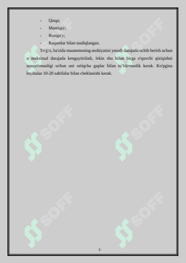 Korxonaning biznes rejasi kurs ishi 5