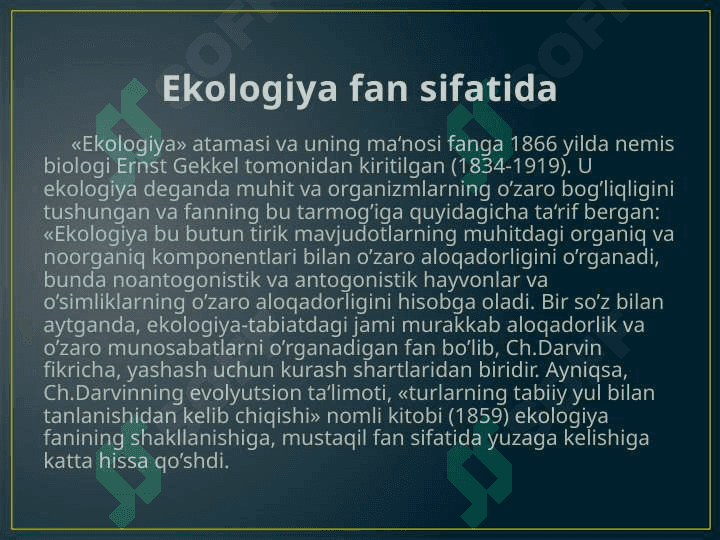 Ekologiyaning tarixi 4