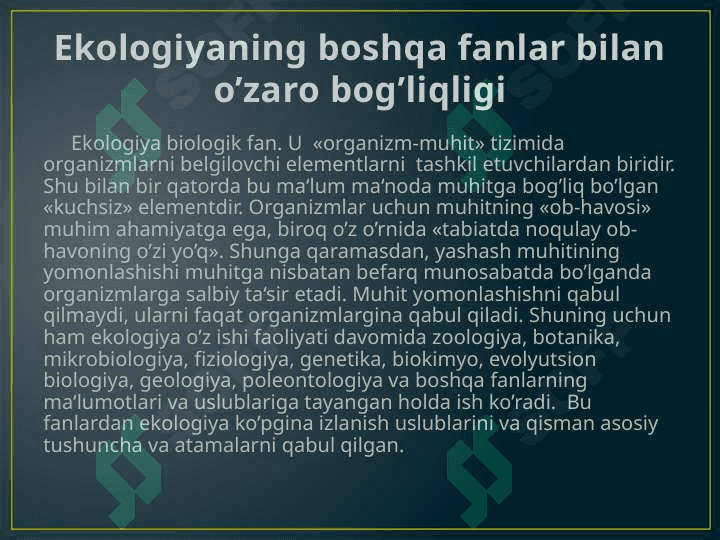 Ekologiyaning tarixi 8