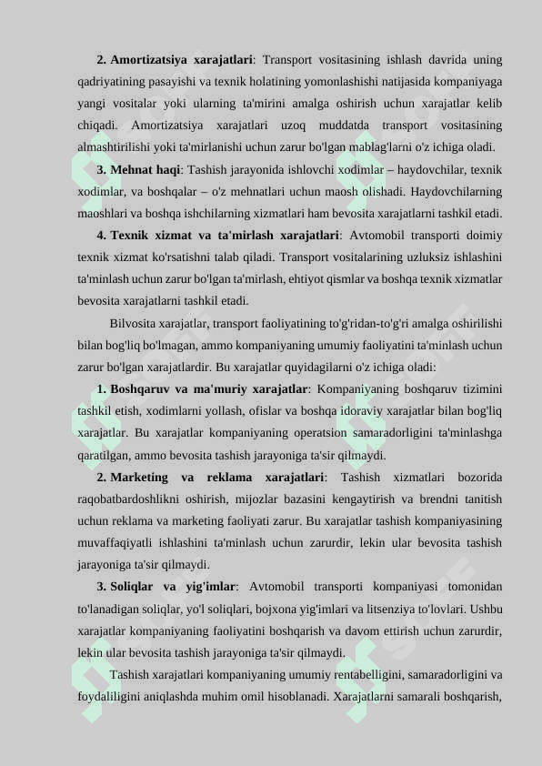Avtomobil transportida tashish tannarhiga kiradigan xarajatlar tarkibi va hisobi 3