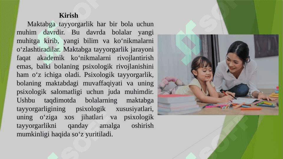 Bolalarning maktabga tayyorgarligining psixologik xususiyatlari. 2