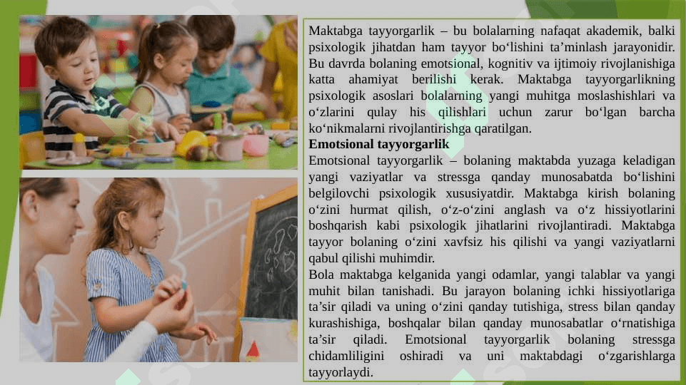 Bolalarning maktabga tayyorgarligining psixologik xususiyatlari. 4