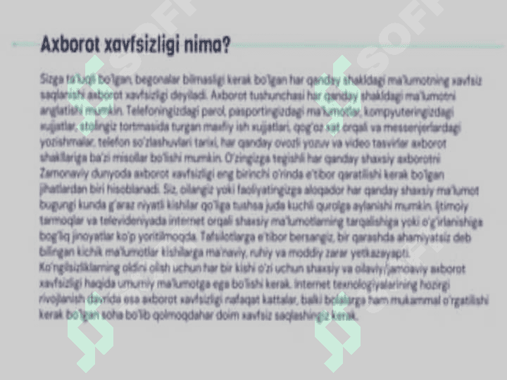 SHAXS,JAMIYAT,DAVLATNING AXBOROT XAVFSIZLIGI SOHASIDAGI ASOSIY VAZIFALARI. 3