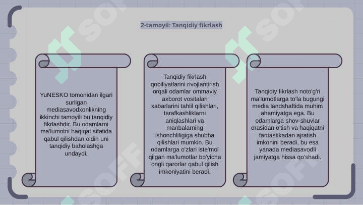 Media savodxonlikning YUNESKO tomonidan ilgari surilgan 5 tamoili 6