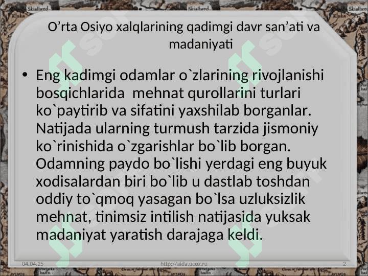 O`RTA ASRLARDA MARKAZIY OSIYODA VOIRLIK SAN’ATI RIVOJI 2
