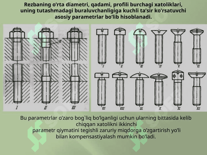 Rezbali birikmalarning o’zaro almashuvchanligi Xurshid 4