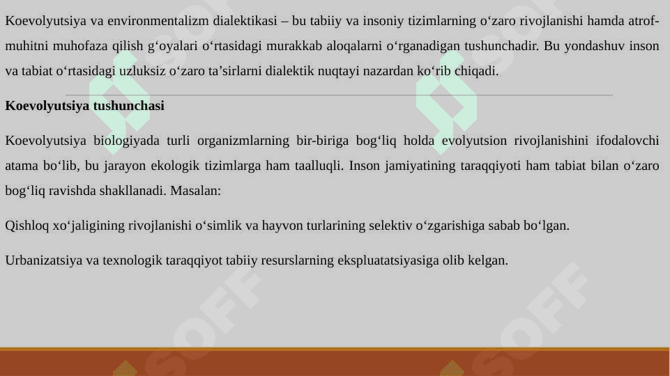 KOEVOLYUTSIYA VA ENVIRONMENTALIZM DIALEKTIKASI 3
