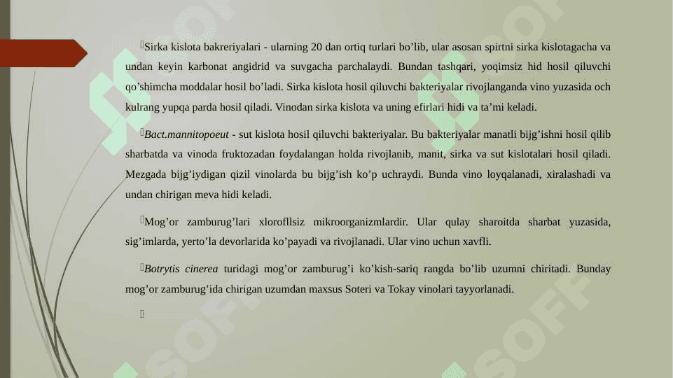 Sharbatni achishi haqida umumiy ma'lumot Vinochilikda qo‘llaniladigan achitqilarni tayyorlash 5