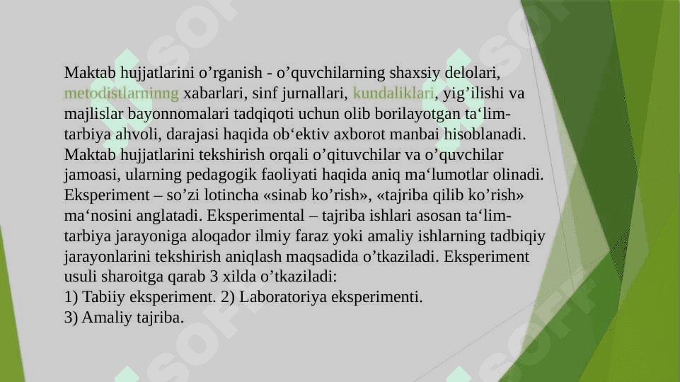 Maktab hujjatlarni o’rganish va tahlil qilish 2
