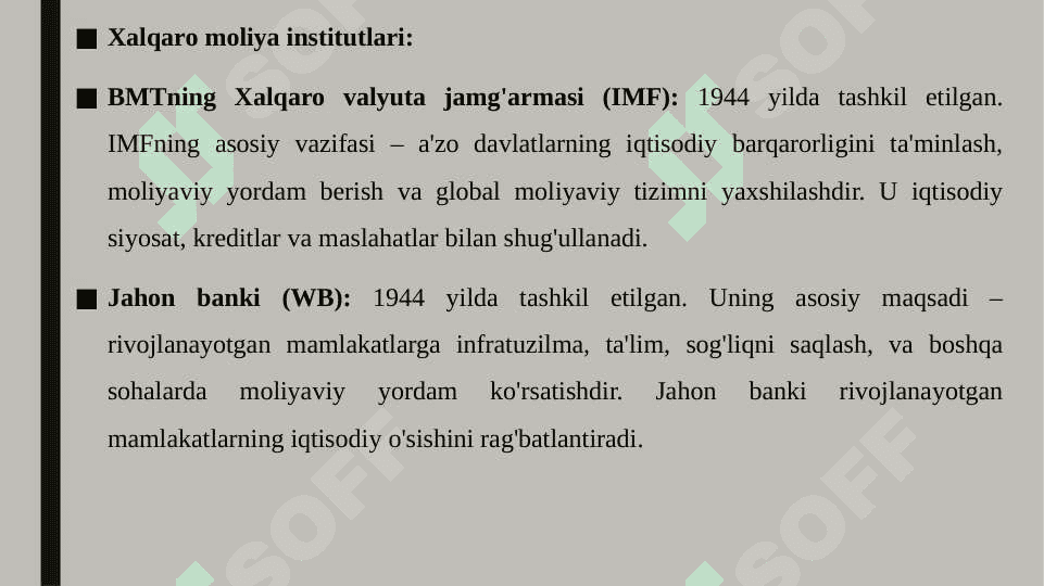 Xalqaro moliya institutlari va ularning vujudga kelishi 3