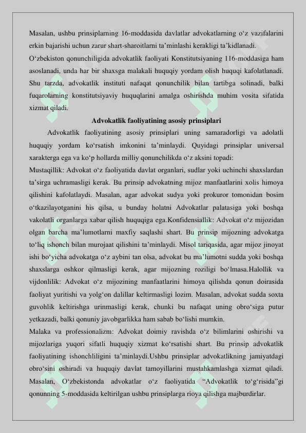 Advokat majburiyatlarining tavsifi 4