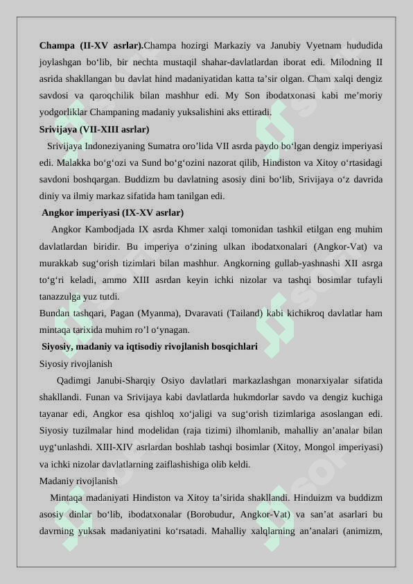 Qadimgi Janubi-Sharqiy Osiyo davlatlari tarixiga oid kitoblar va internet saytlari bibliografiyasini tuzish 25 4