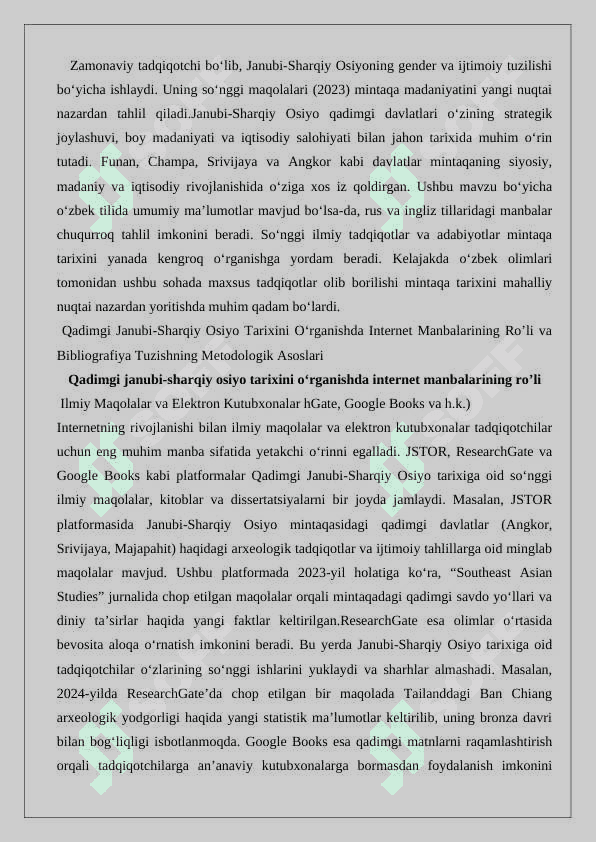 Qadimgi Janubi-Sharqiy Osiyo davlatlari tarixiga oid kitoblar va internet saytlari bibliografiyasini tuzish 25 7