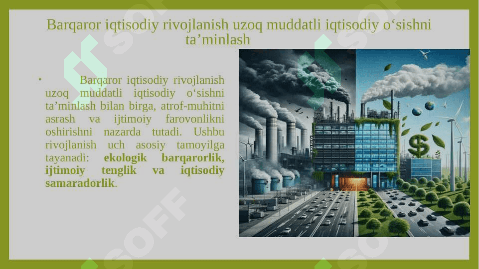 Barqaror iqtisodiy rivojlanishning mohiyati va uni ta'minlashda "yashil iqtisodiyot"ning o'rni. 3