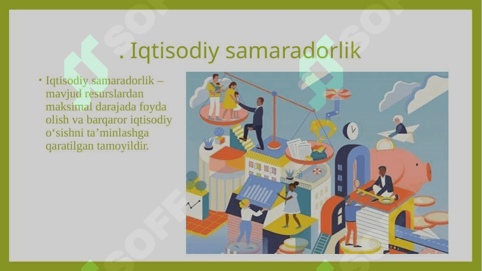 Barqaror iqtisodiy rivojlanishning mohiyati va uni ta'minlashda "yashil iqtisodiyot"ning o'rni. 8