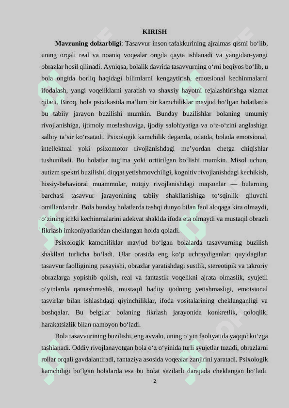 Psixologik kamchiligi boʻlgan bolalarda tasavvurning buzilishi 2