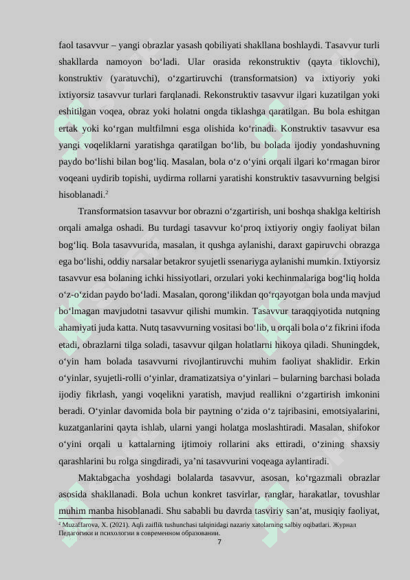 Psixologik kamchiligi boʻlgan bolalarda tasavvurning buzilishi 7