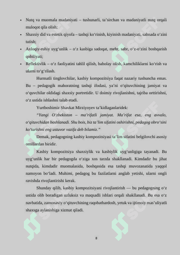 Mahoratli pedagogni oʻqitishda kasbiy kompozitsiyani rivojlantirish 8