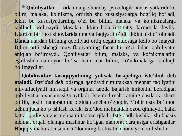 O‘QITUVCHI KASBIY FAOLIYATIDA PEDAGOGIK QOBILIYAT VA UNING TURLARI 4