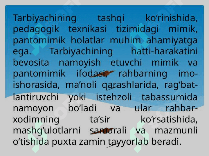 Pedagogik texnikani shakllantirish metodikasi. Nutq texnikasi va madaniyati 7