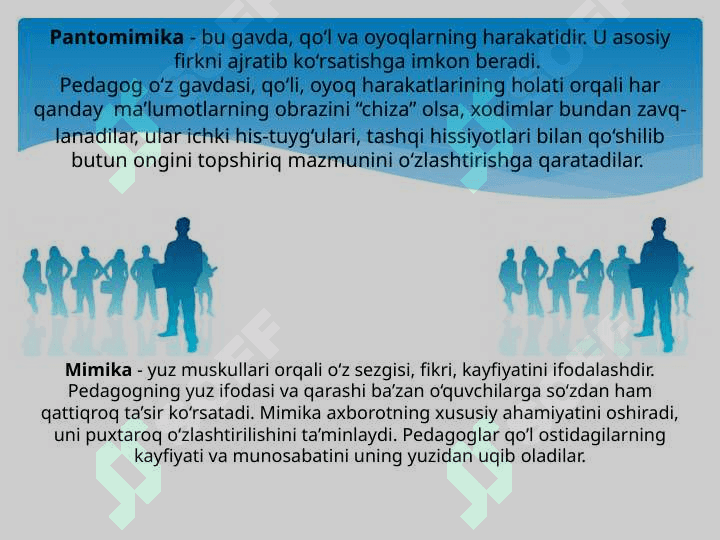 Pedagogik texnikani shakllantirish metodikasi. Nutq texnikasi va madaniyati 8