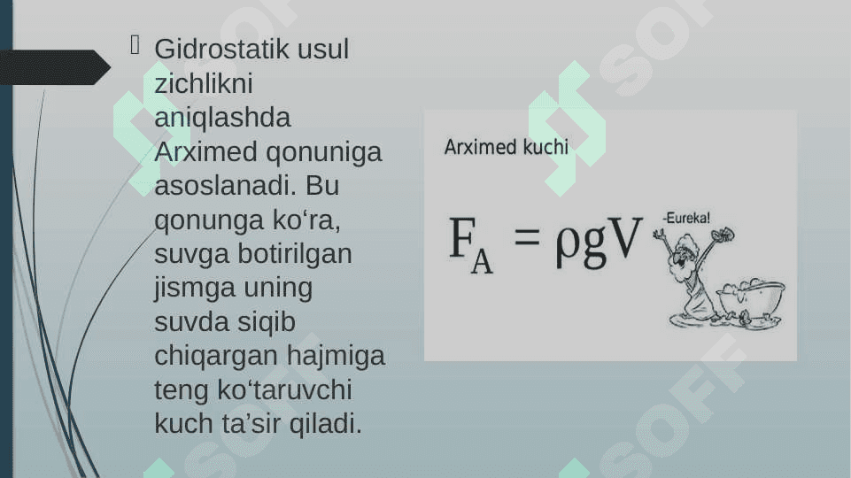 Tishning zichligini gidrostatik tortish usulida aniqlash 2