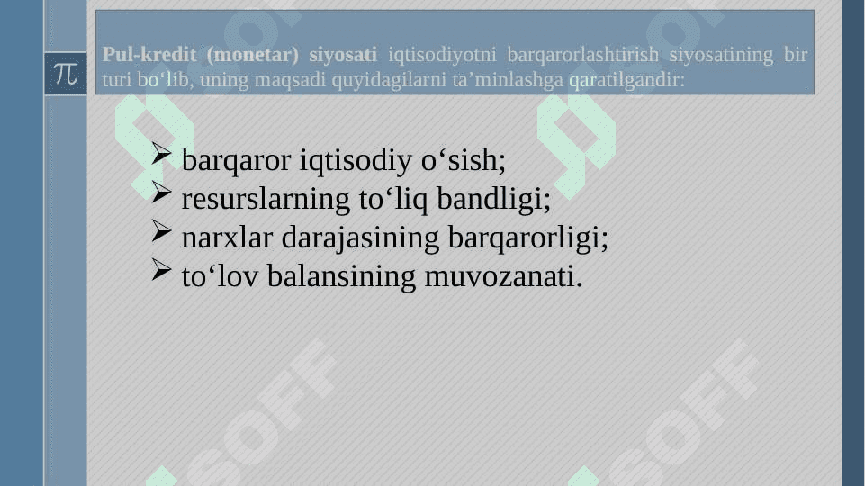 Moliya tizimi va Pul-kredit  siyosati Pul muomalasi. Kredit  tizimi va banklar Iqtisodiyotni tartibga solishda  davlatning ro‘li 2