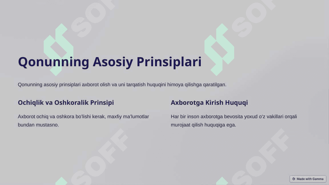 Axborot Erkinligi Prinsiplari va Kafolatlari to'g'risidagi Qonun 4