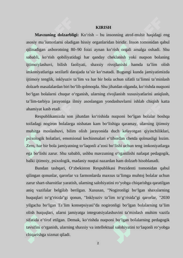 Ko'rishda nusoni bolgan bolalarning pedagogik tavsifi 2