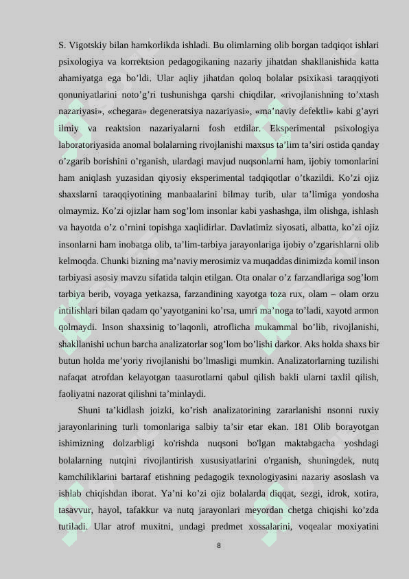 Ko'rishda nusoni bolgan bolalarning pedagogik tavsifi 8