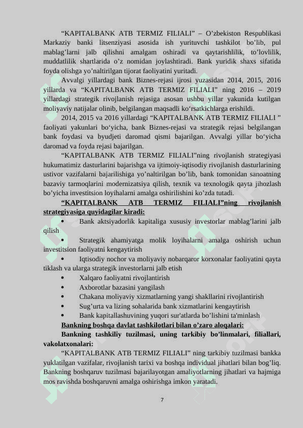 Kapital bank amaliyot hisobot 7