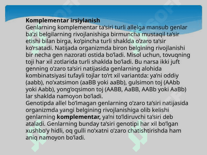 Genlarning oʻzaro tasiri 3