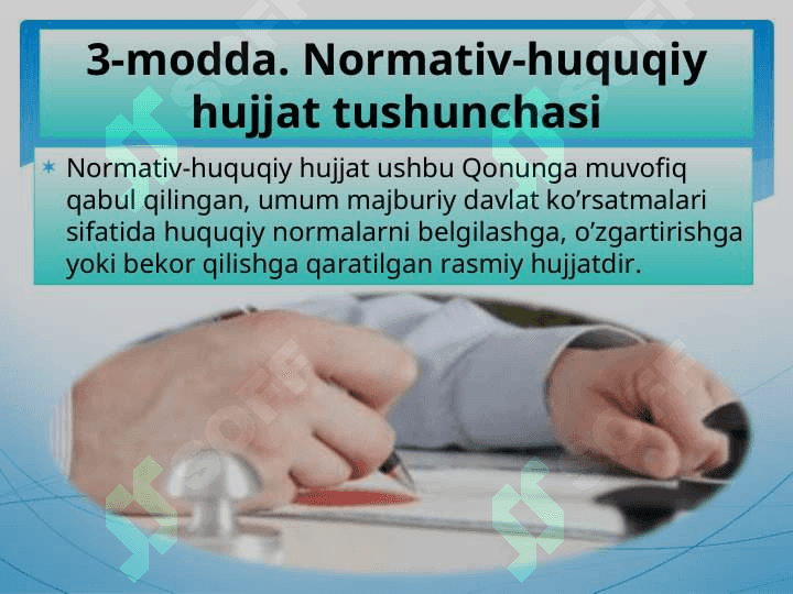 Normativ huquqiy hujjatlar to'g'risidagi qonun 4