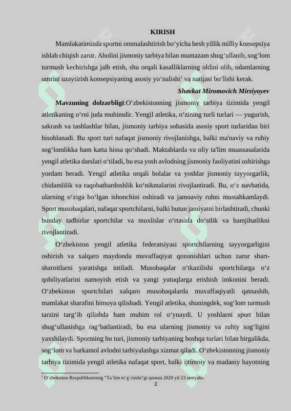 O‘zbekistonning jismoniy tarbiya tizimida yengil atletikaning o‘rni. 2