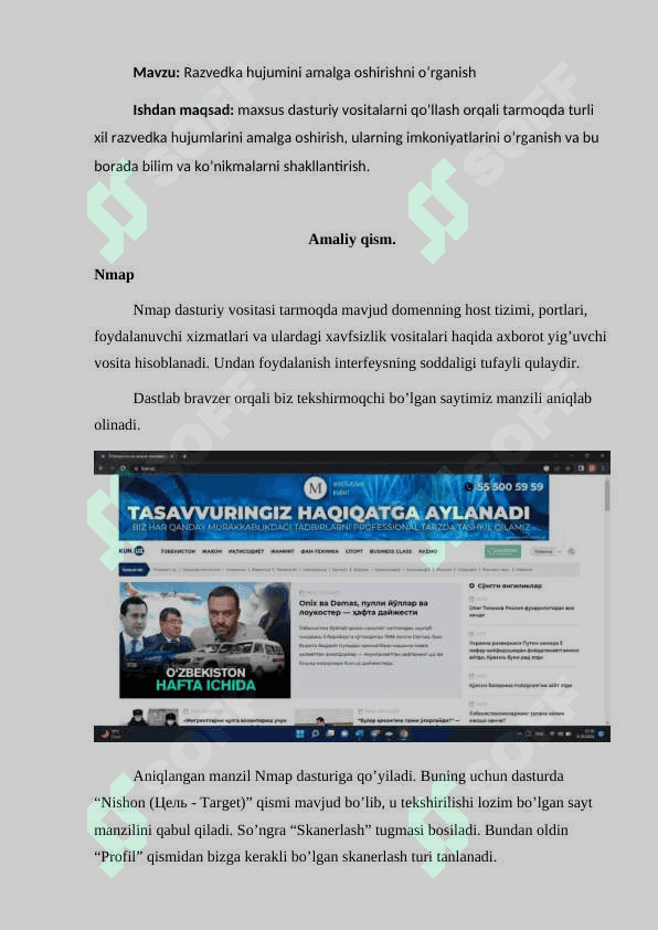 Razvedka hujumini amalga oshirishni o‘rganish. Tarmoqlararo ekran vositasi yordamida tarmoq himoyasini qurish 2
