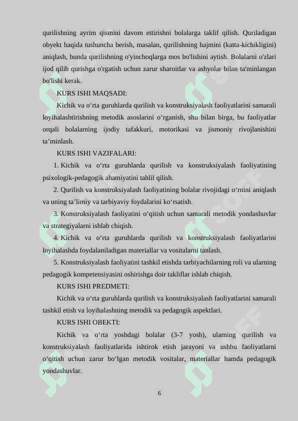 KICHIK VA O’RTA GURUHLARDA QURILISH VA KONSTRUKSIYALASH BO’YICHA FAOLIYATLARNI LOYIHALASHTIRISH. 5