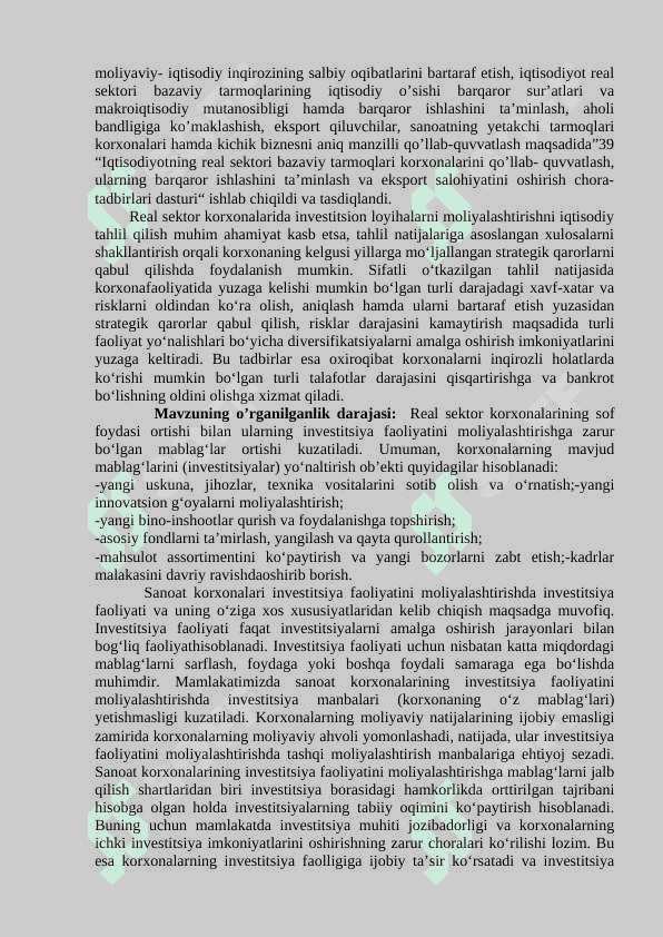 IQTISODIYOTNING REAL SEKTORI VA KORXONALARNING IQTISODIY SAMARADORLIGINI OSHIRISH KURS ISHI 4