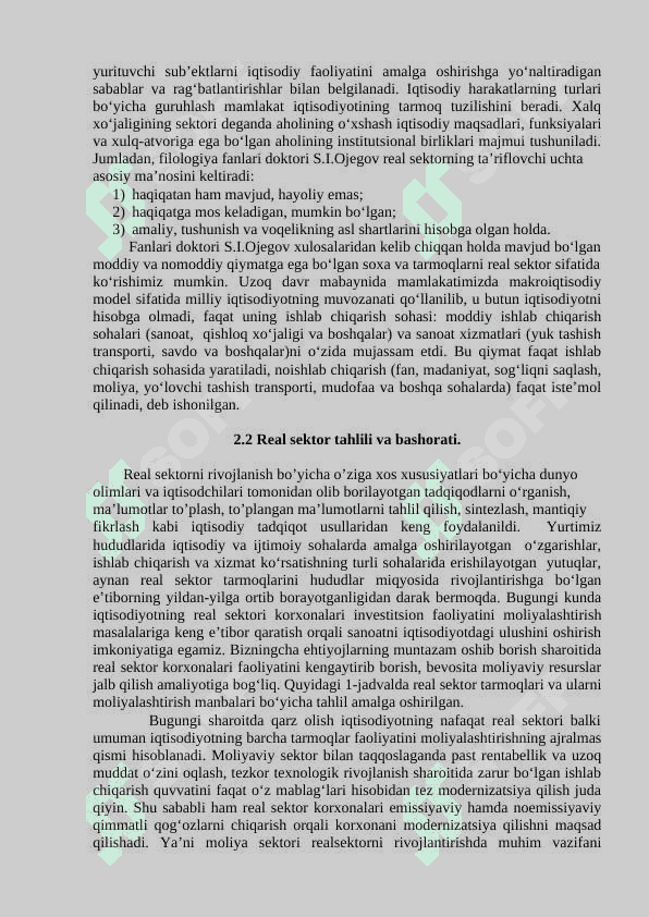 IQTISODIYOTNING REAL SEKTORI VA KORXONALARNING IQTISODIY SAMARADORLIGINI OSHIRISH KURS ISHI 8
