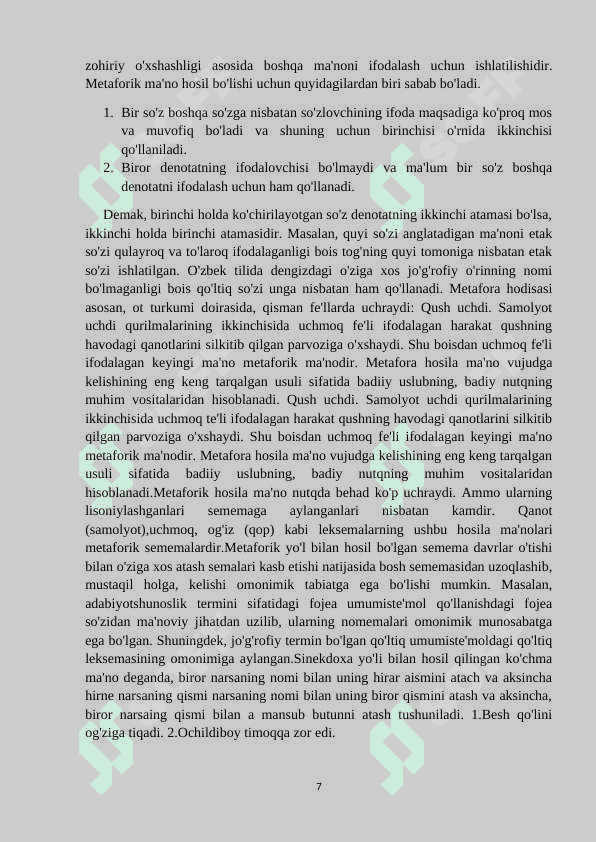O’zbek tilshunosligida qolip va hosila munosabati talqini Kurs ishi 7